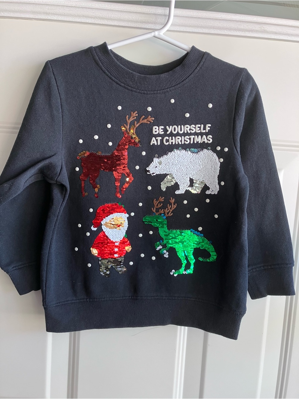 H&M sequins black Christmas sweater 4T